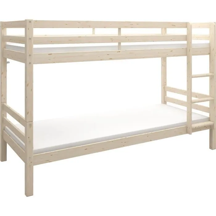 Lits superposés séparables enfant - 2x90x190 cm - Pin massif naturel - Sommier inclus - ANDO-5