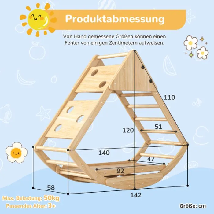 Structure d'escalade en bois multifonctionnelle 8 en 1 - avec toboggan, modules d'escalade, échelle en bois, arches d'escalade-2