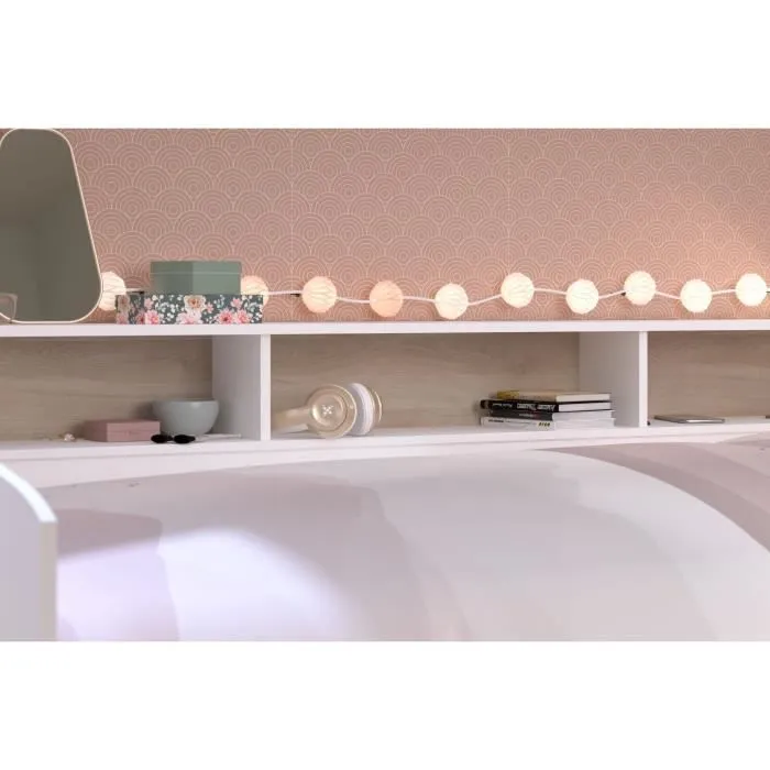 Lit banquette 2 tiroirs 90 x 200/190 cm - MDF - Mat décor chêne et blanc - JOY - 2339ENSE-5