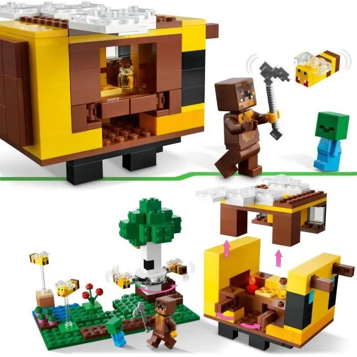 LEGO Minecraft 21241 La Cabane Abeille, Jouet, Ferme avec Maison, Zombie et Figurines Animaux-2