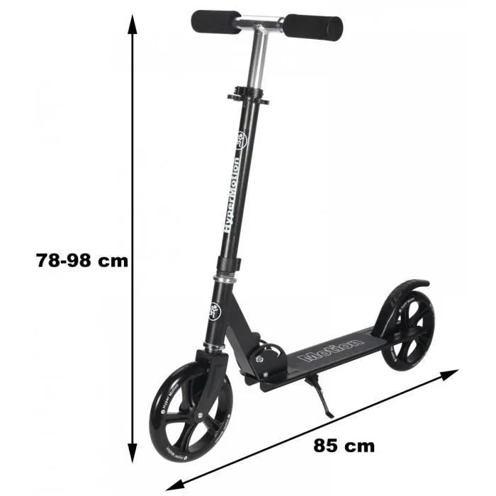 HyperMotion Trottinette Enfant Ados ROCKSTER (charge Max 100 kg) Pliable | Frein à Pied | Roue 200 mm| ABEC-7 Antidérapante | Noir-2