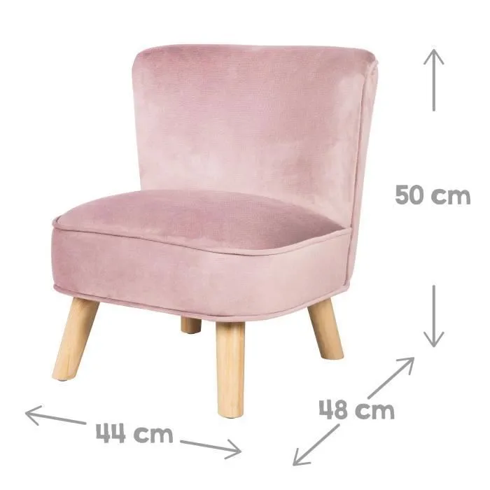 ROBA Canapé et Fauteuil Enfant Lil Sofa + Coussin Décoratif Nuage - Ensemble en Velours - Rose/mauve-3