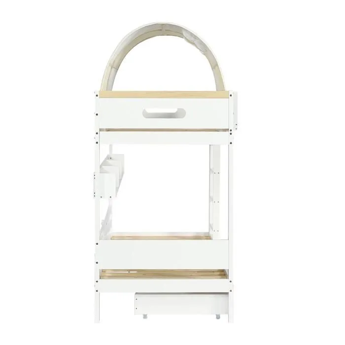 Lit superposé - Noname - 90x200 cm - Tente intégrée - Protection contre les chutes - Rangement sous le lit-4