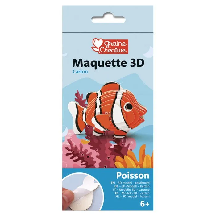 Maquette 3D - Graine Creative - Poisson Clown - Carton - Pour Enfants - Mixte-0