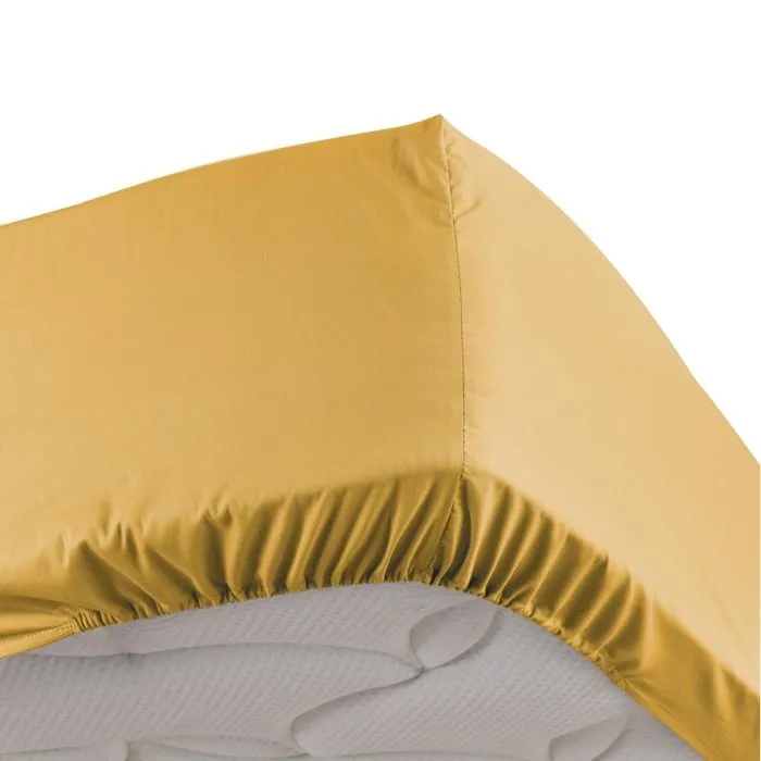 Lot de 2 Draps housse Jaune 140 x 190 cm en percale bonnet 30 cm-1