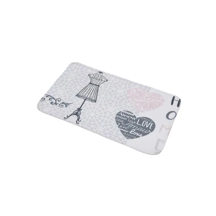 Tapis de salle de bain en Microfibre 45 x 75 cm déco Mademoiselle - TENDANCE - Gris-0