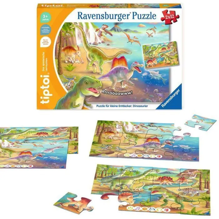 Ravensburger - 00198 - tiptoi Puzzle-Puzzle pour Petits explorateurs-Dinosaures-Puzzle Enfant à partir de 3 Ans-1 Joueur,-3