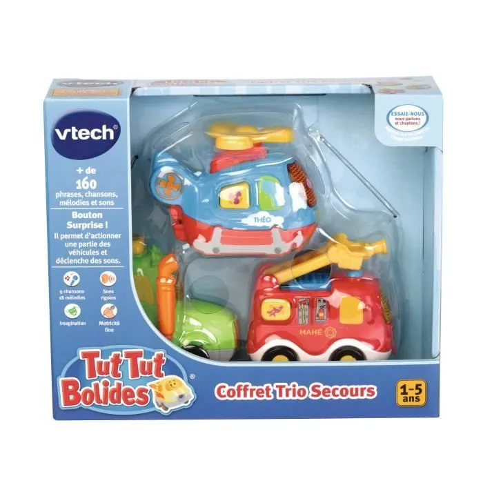 Coffret Trio Secours - VTECH - Tut Tut Bolides - Camion de pompiers, tracteur et hélico - 1 à 5 ans-1
