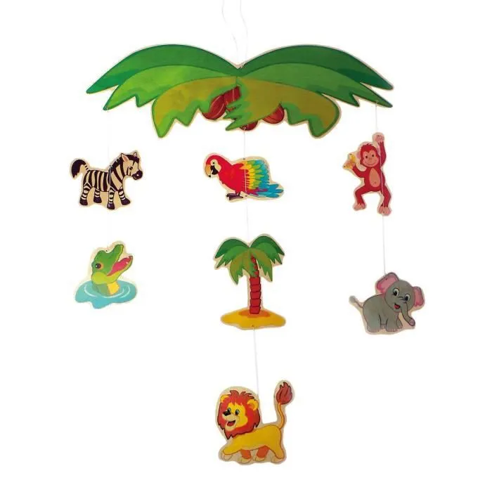Mobile en bois - HESS - Hess Mobile Jungle - Mixte - Jungle - Blanc - 22 x 22 x 3 cm-0