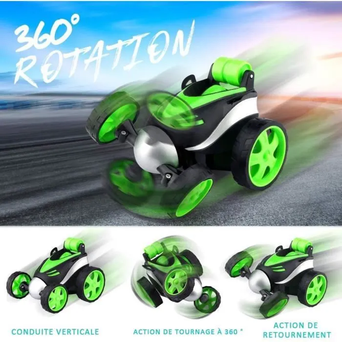 Voiture Télécommandée - BOROFONE - Rotation 360° - Vert - Jouet Enfant-2