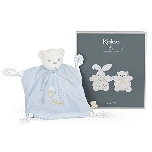 Doudou ourson 4 noeuds bleus attache sucette 20 cm - K969956-0