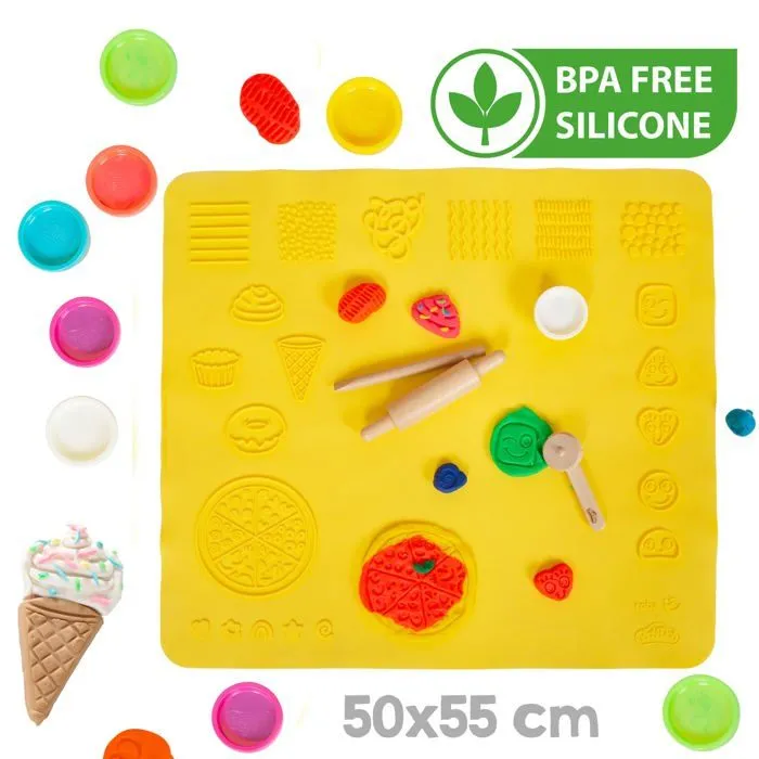 Kit de Loisirs Créatifs ROBA x Play-Doh avec 12 Pots de Pâte à Modeler + Tapis de Jeu 3D et Accessoires - pour Enfants dès 3 Ans-1