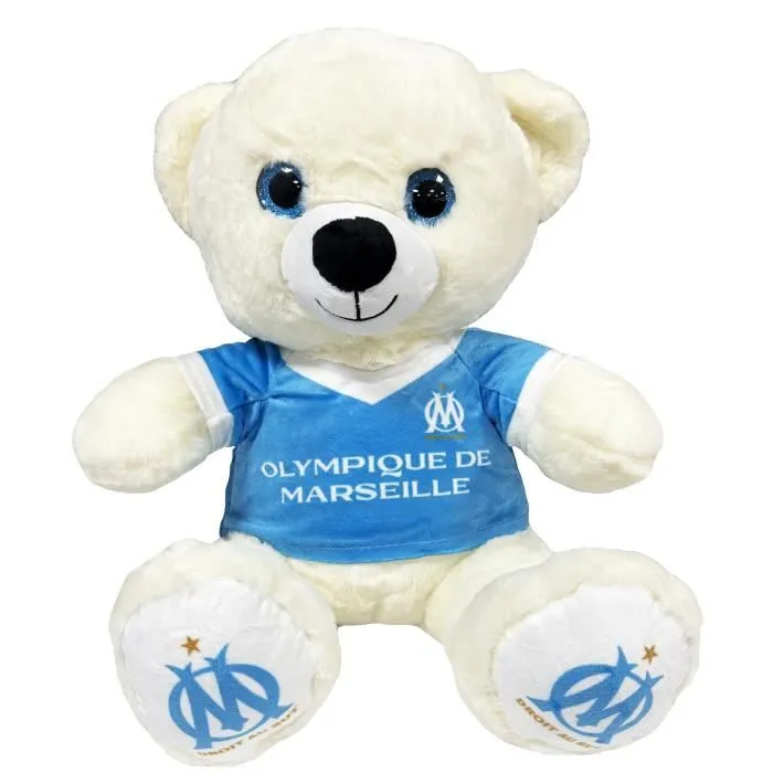 Ourson peluche géante OM - 1 mètre - Collection officielle Olympique de Marseille-1
