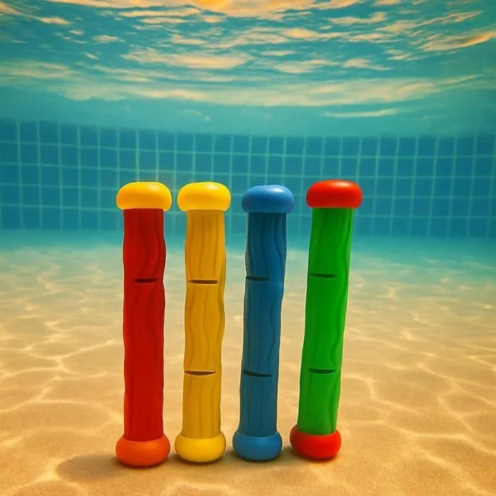Kit de 4 Bâtons de Plongée Multicolore pour Piscine Jeu Aquatique pour Apprentissage Natation-2