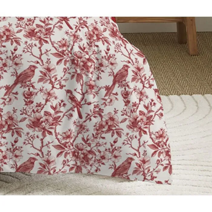 Parure de draps 3 pièces pour lit 90 x 190 cm Bérengère rouge-3