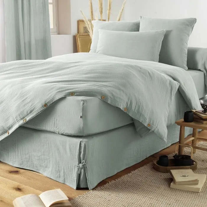 Drap housse "Gaïa" toutes dimensions "Gaze de Coton" - Gaïa Eucalyptus - 140 x 190 cm bonnet de 30 cm-2