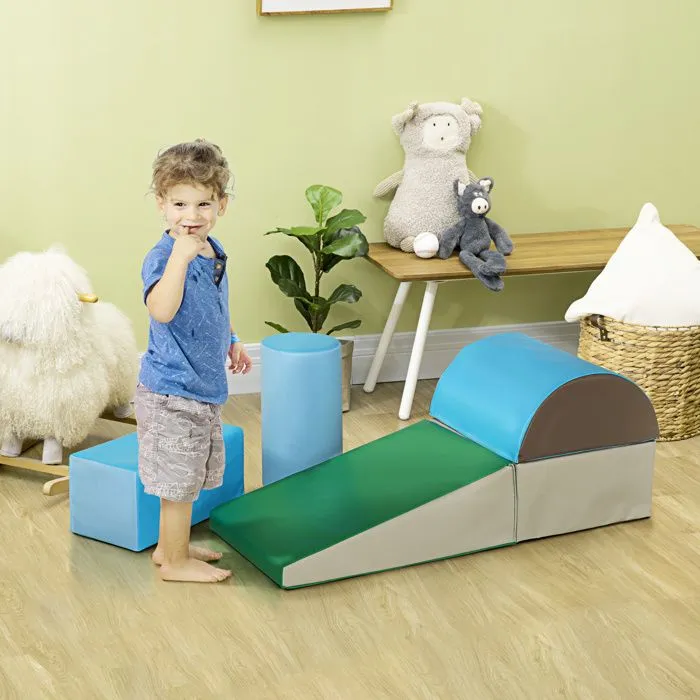 5PCS Module motricité bébé HOMCOM parcours motricité bébé en mousse EPE pour enfants d'âge préscolaire, multicolore-1