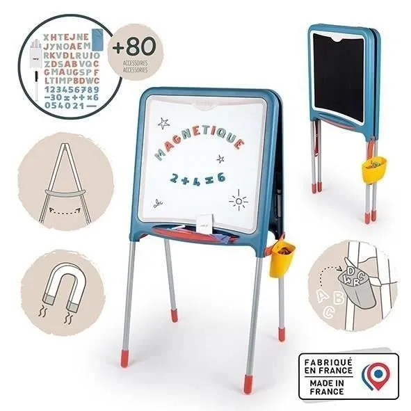 Smoby - Tableau Tubes - Double face magnétique et ardoise - Bac amovible - 80 accessoires inclus - Dés 3ans-0