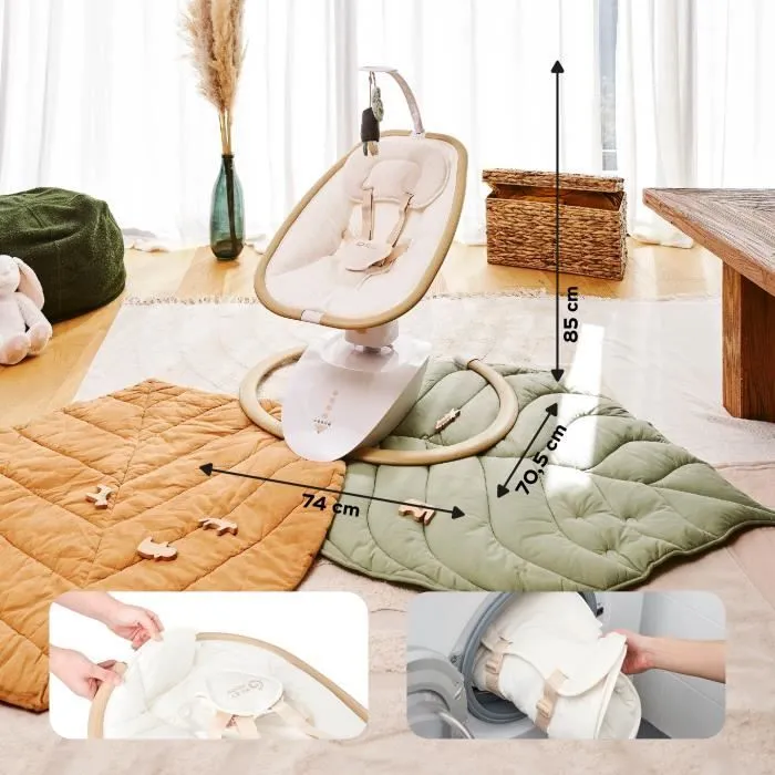 Babymoov Balancelle Bébé Swoon Hoop - Télécommande incluse, Ultra Confort, Design Épuré, Assise Rotative 90°, Arche de jeux-6