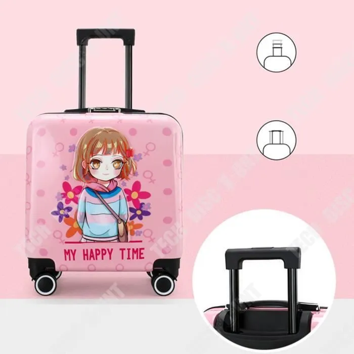 TD® Valise de chariot pour enfants de dessin animé roue universelle valise d'étudiant mot de passe valise d'embarquement de voyage-3