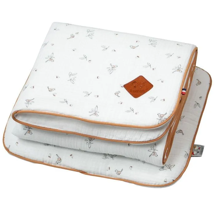 Ensemble coussin et couverture pour berceau et couffin Melody Coussin plat 30 x 25 cm | Couverture 70 x 50 cm Blanc-0