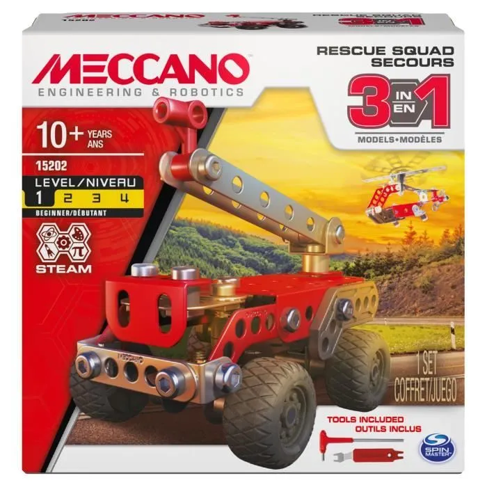 Coffret Véhicules de Secours Meccano - 3 Modèles - 87 Pièces-0