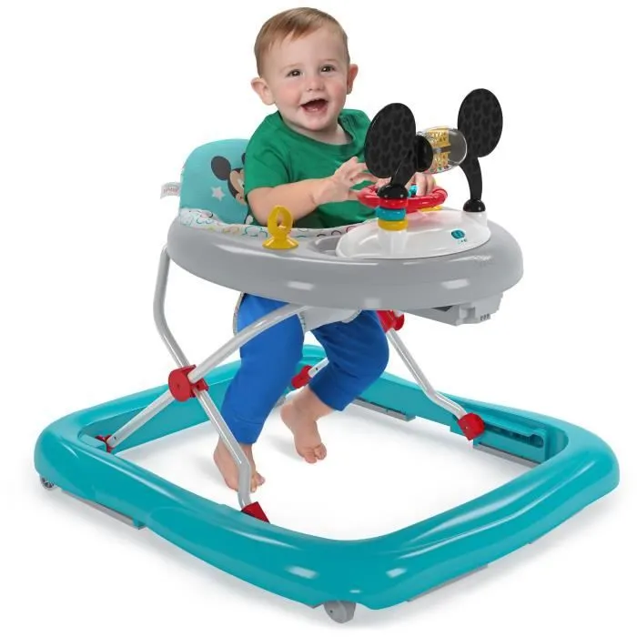 DISNEY BABY Trotteur bébé évolutif et pliable 2-en-1 - Mickey - Jouet d'éveil amovible intégré, Musique, Lumières, Hauteur Réglable-1