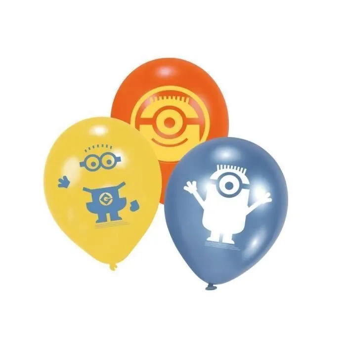 Ballons de baudruche Minion Moi moche et méchant - Pack de 6 - Jaune et bleu - Pour enfants - Latex-0
