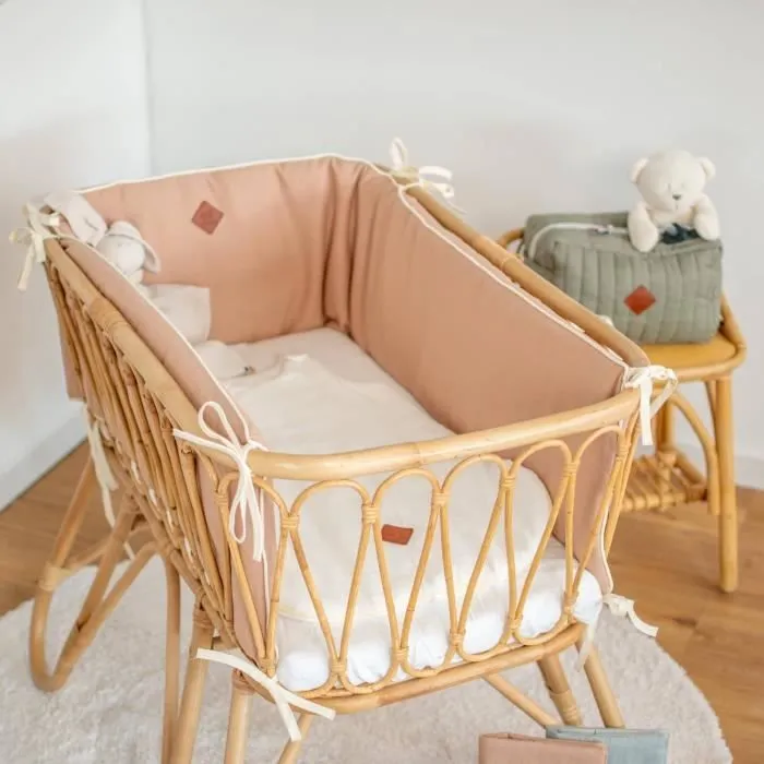 Tour de lit universel en Lin Pour lit bébé de 60 x 120 cm ou 70 x 140 cm Beige-1