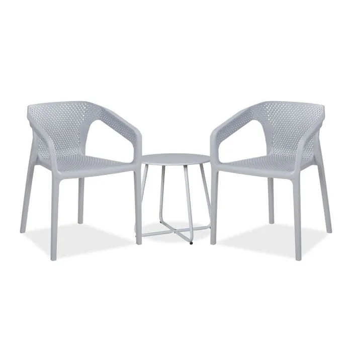 Ensemble salon de jardin - Essentiel - Gris - Table rectangulaire - 2 chaises - Bois-0