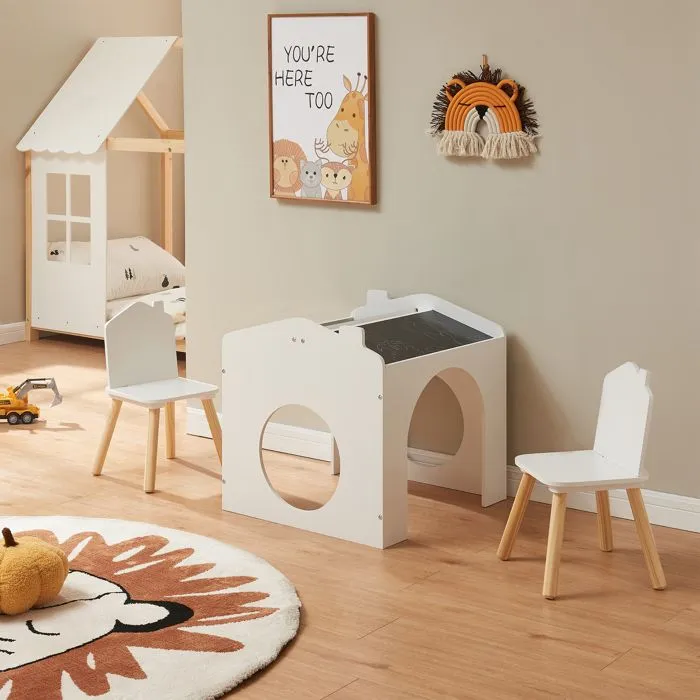 Ensemble de table de dessin et 2 chaises pour enfants Romso blanc-5