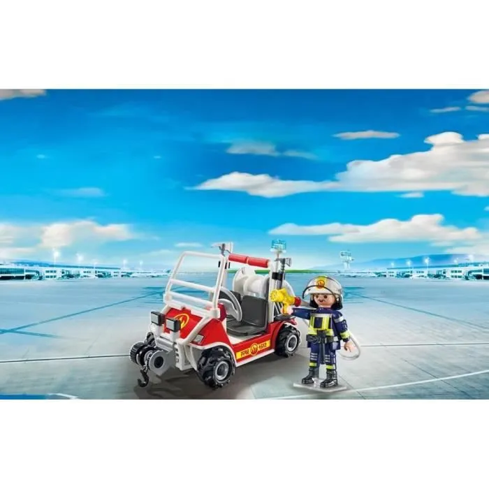 PLAYMOBIL - City Action - Chef des Pompiers avec Voiturette - Quad avec treuil et lance incendie-1