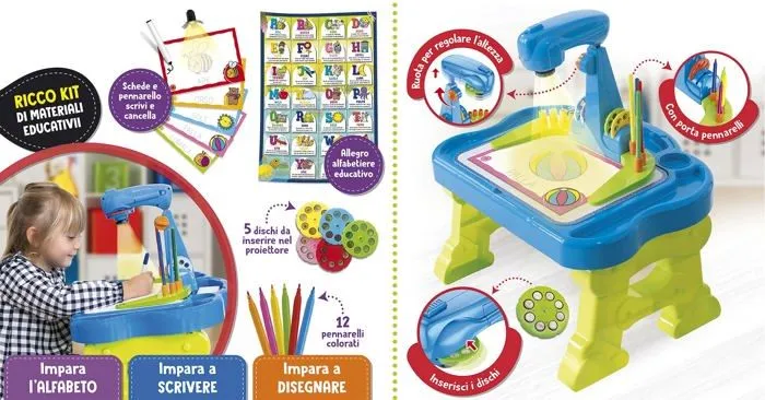 Liscianigiochi - 97135 - Cartotina Banquet LED Ecole d'ecriture, projecteur educatif, , Multicolore-3