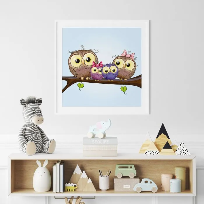 Poster / Affiche carrée Enfants - Hiboux 3617689720784 - 60x60 cm-0
