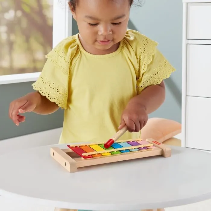 Fisher-Price-Xylophone en bois, instrument de musique avec 2 pièces HXV13-4