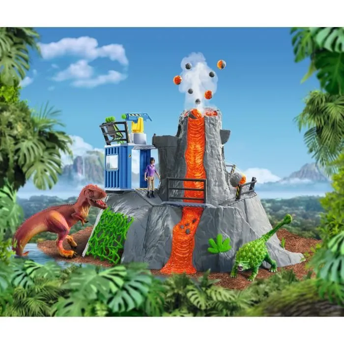 Coffret Expédition au grand volcan - SCHLEICH - Dinosaurs - Yuki, giganotosaure, ankylosaure-1