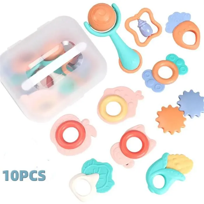 Bébé Premier Hochet de Dentition Jouets ; Bébé Cadeau Ensemble Avec boîte de rangement - 10PCS-0