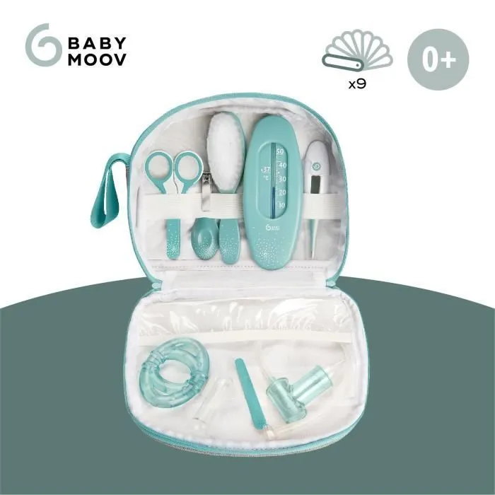 Babymoov Trousse de soin pour bébé, 9 Accessoires, avec Thermomètre Digital, Bleue-2