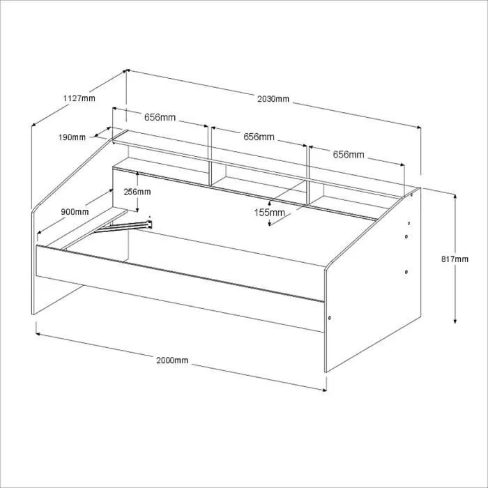 Lit banquette 2 tiroirs 90 x 200/190 cm - MDF - Mat décor chêne et blanc - JOY - 2339ENSE-3