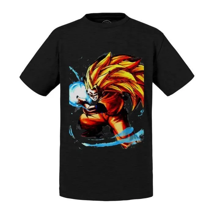 T-shirt Enfant Noir Sangoku Super Saiyan Mode 3 Dragon Ball Z Manga Anime Japon-0