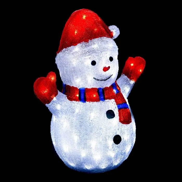 Bonhomme de neige lumineux extérieur H48cm 90 LED à panneau solaire Feeric lights & christmas-0