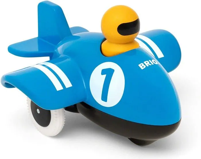 Jouet en bois BRIO - Avion Push & Go - Bleu - Pour enfant de 12 mois et plus-2