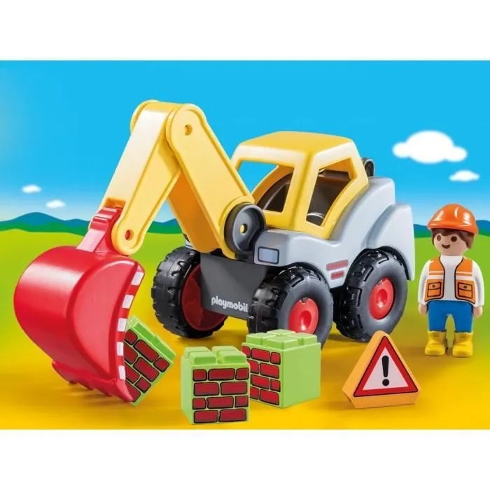 Pelleteuse PLAYMOBIL 1.2.3 - Modèle: Pelleteuse - Couleur: Jaune - Pour Enfant de 18 mois et plus-2