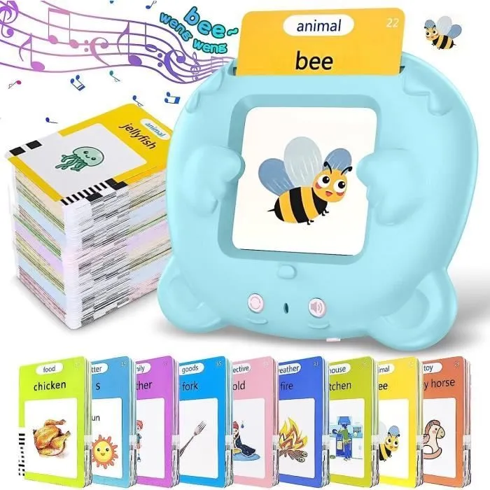 Cartes Flash Parlantes Anglais, Jeux éducatifs 1 2 3 4 5 6 Ans, Jouet Enfant Jouets d'apprentissage avec Cartes 112 Feuilles-0
