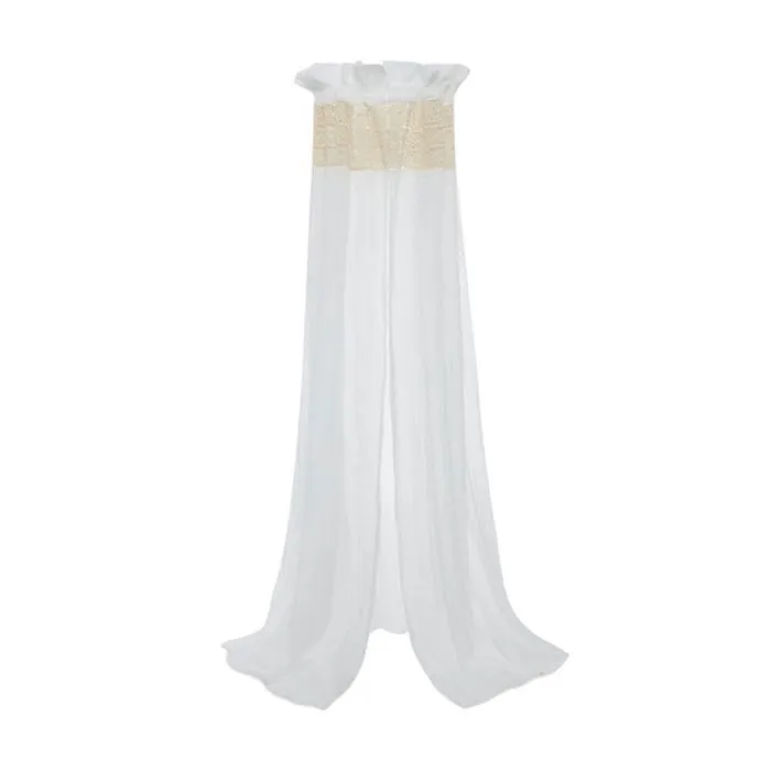 Ciel de lit Voile Moustiquaire 155 cm Boho Lace Blanc Ivoire Jollein-0
