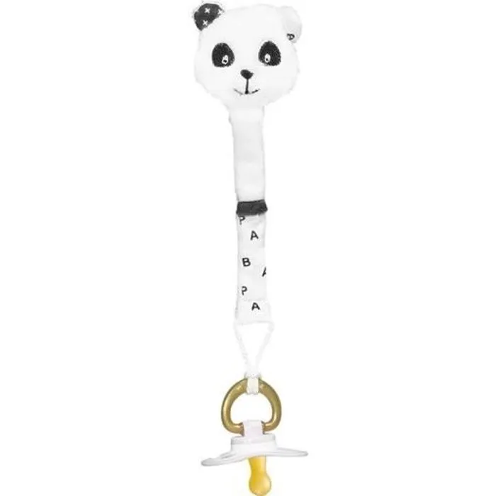 Attache-tétine bébé en coton panda-0