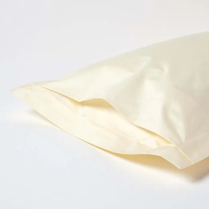 Taie d'oreiller 50x75 cm à volants Taie rectangulaire en 100% satin de coton égyptien 1000 fils coloris Crème-2