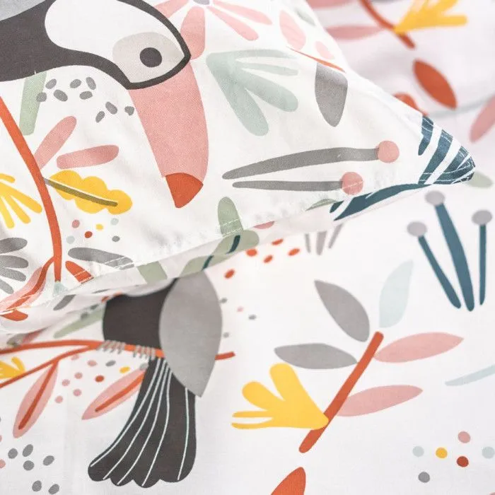 Parure de couette 140 x 200 "Happy Toucan" Réversible 100% Coton / 57 Fils/cm²-2
