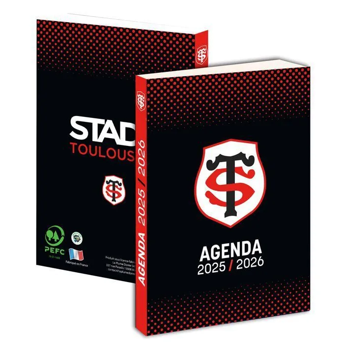 Agenda scolaire - Stade Toulousain - Toulouse 2025-2026 - Couverture rigide - 1 jour par page - Recyclable-1