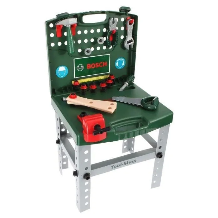 Etabli de bricolage pliable enfant - BOSCH - Klein - 7 pièces - Rouge-1